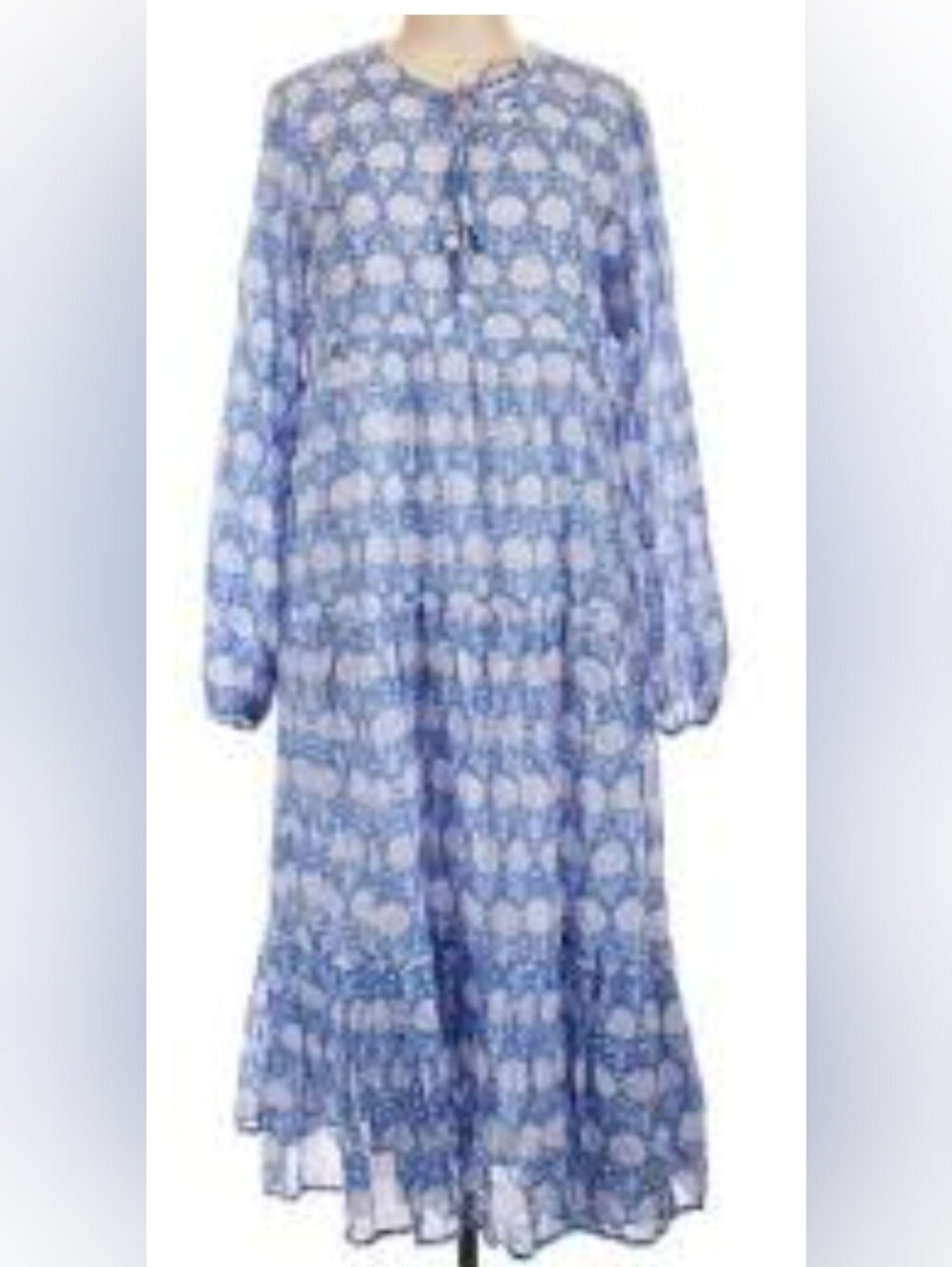 OLIPHANT Design tiered Blue And White maxi dress Size Large